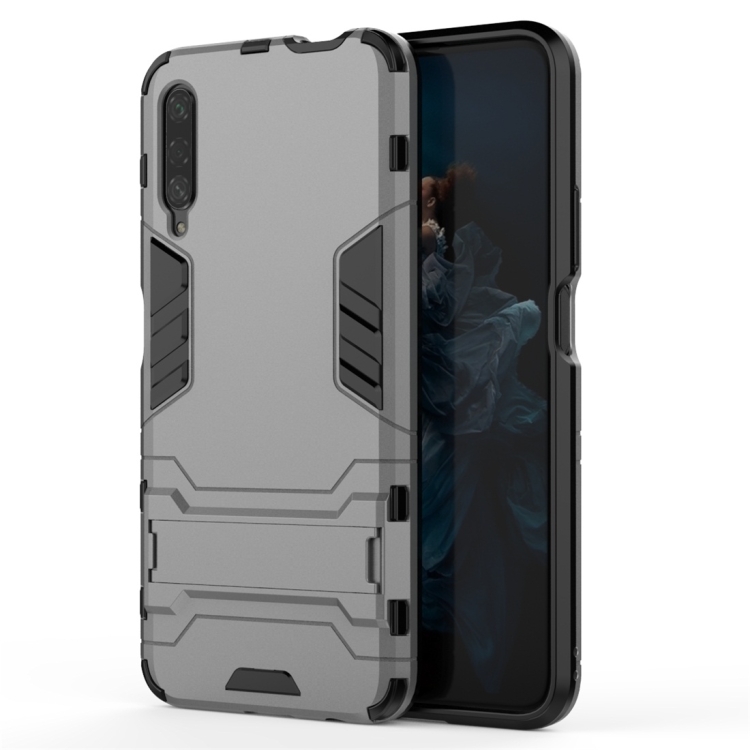 

For Huawei Honor 9X / Honor 9X Pro Shockproof PC + TPU Protective Case with Invisible Holder(Grey)