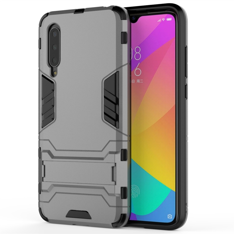 

For Xiaomi Mi CC9 Shockproof PC + TPU Protective Case with Invisible Holder(Grey)