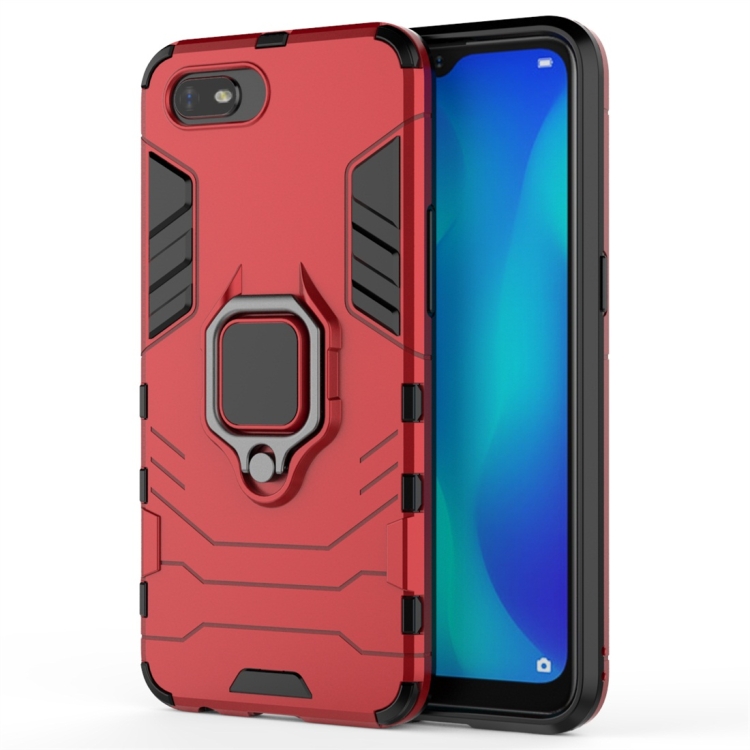 

For OPPO A1k / Realme C2 PC + TPU Shockproof Protective Case with Magnetic Ring Holder(Red)