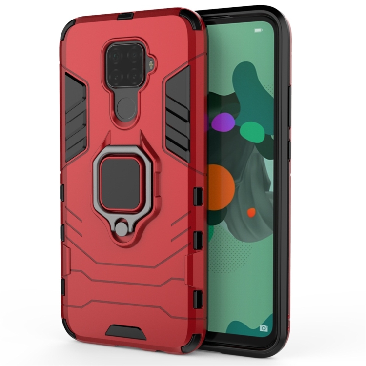 

For Huawei Nova 5i Pro PC + TPU Shockproof Protective Case with Magnetic Ring Holder(Red)