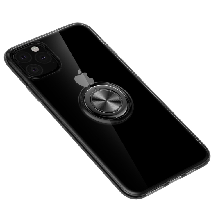 

For iPhone 11 Pro Max Ultra-thin TPU Protective Case with 360 Degree Rotation Holder(Black)