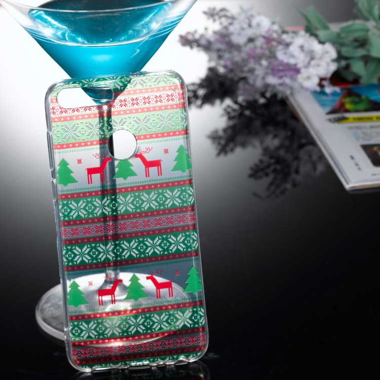 

For Huawei P Smart (Enjoy 7S) Coloured Drawing Pattern IMD Workmanship Soft TPU Protective Case(Tribal Elk)