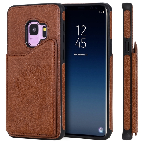 

For Galaxy S9 Cat Tree Embossing Pattern Shockproof Protective Case with Card Slots & Photo Frame(Brown)