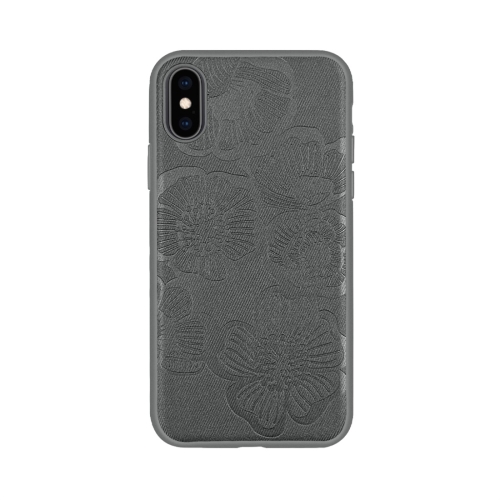 

For iPhone XR RAIGOR INVERSE STEREO PRINTING Series PU+TPU Protective Case(Silver Grey)