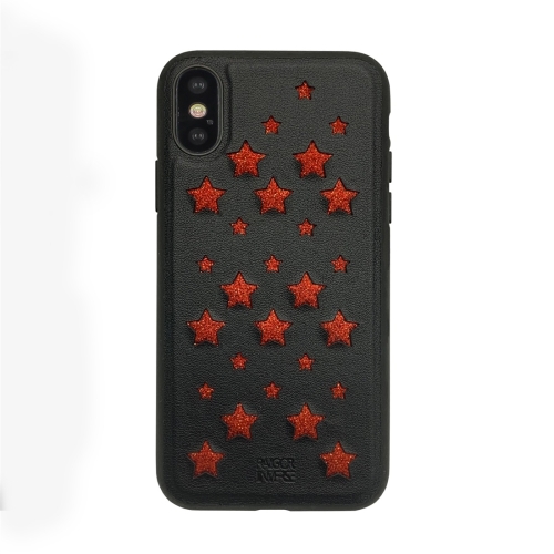 

For iPhone X / XS RAIGOR INVERSE BABYSBREATH Series Glitter PU Leather Protective Case(Red)