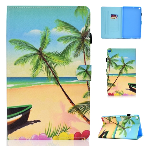 

For Galaxy Tab A 8.0 (2019) P200 Colored Drawing Stitching Horizontal Flip Leather Case, with Holder & Card Slots(Sandbeach)
