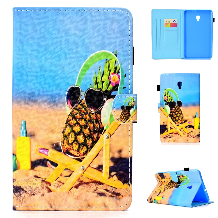 

For Galaxy Tab A 8.0 (2017) T380 Colored Drawing Stitching Horizontal Flip Leather Case, with Holder & Card Slots(Pineapple)