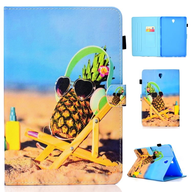 

For Galaxy Tab S4 10.5 T830 Colored Drawing Stitching Horizontal Flip Leather Case, with Holder & Card Slots(Pineapple)