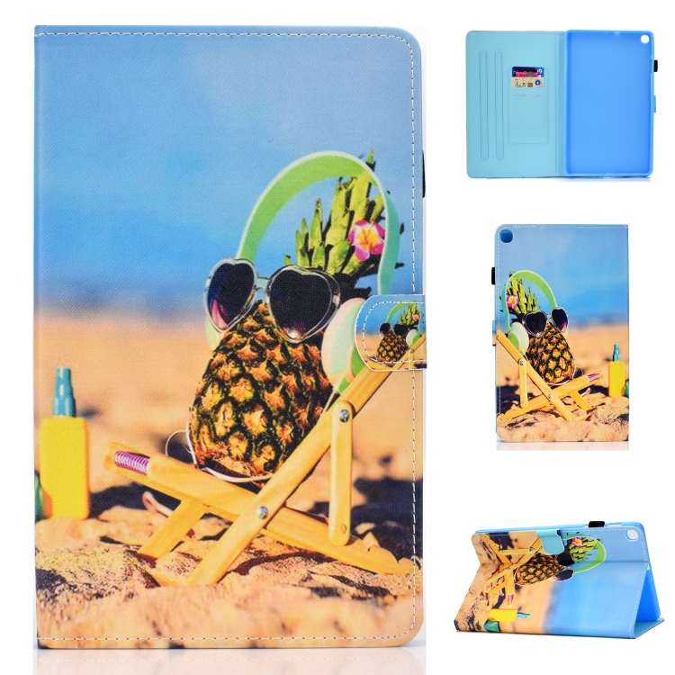 

For Galaxy Tab S5e T720 Colored Drawing Stitching Horizontal Flip Leather Case, with Holder & Card Slots(Pineapple)