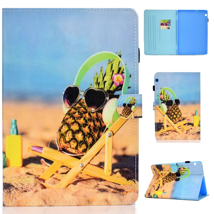 

For Huawei MediaPad T5 Colored Drawing Stitching Horizontal Flip Leather Case, with Holder & Card Slots(Pineapple)