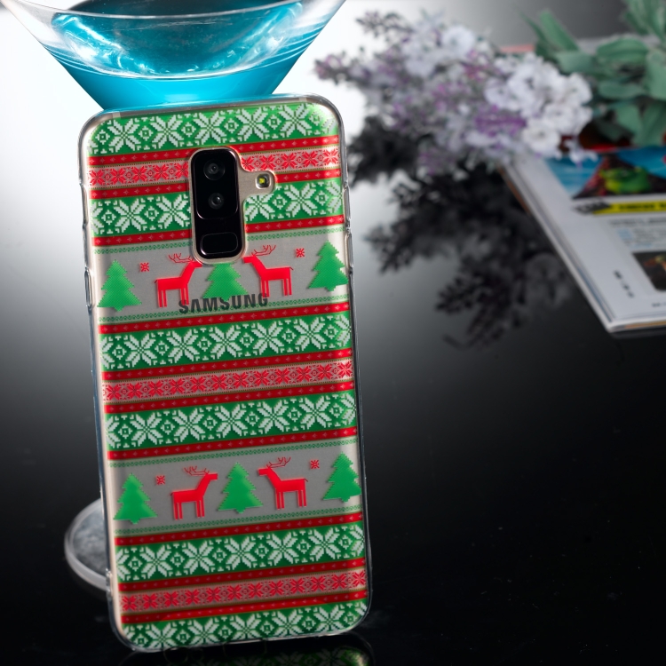 

For Galaxy A6+ (2018) Coloured Drawing Pattern IMD Workmanship Soft TPU Protective Case(Tribal Elk)
