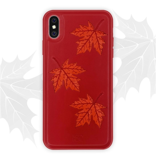 

For iPhone XR RAIGOR INVERSE NANCY Series Embroidery PU Splicing Protective Case(Red)