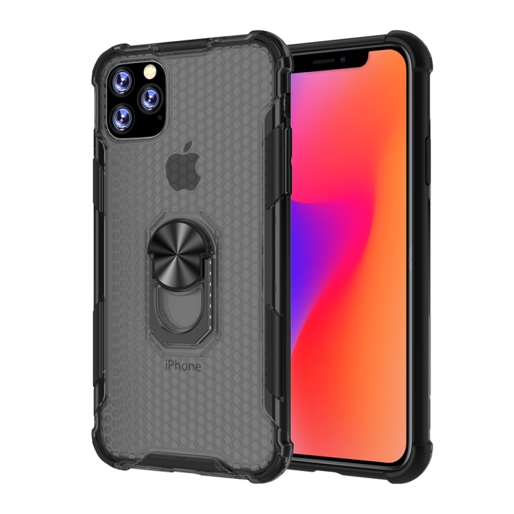 

For iPhone 11 Pro Shockproof PC + TPU Protective Case with Ring Holder(Black)