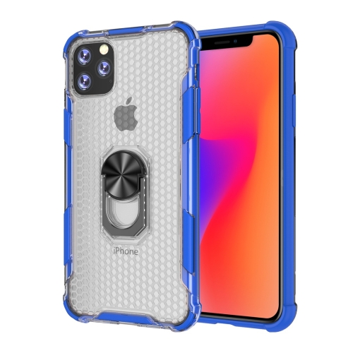 

For iPhone 11 Shockproof PC + TPU Protective Case with Ring Holder(Blue)