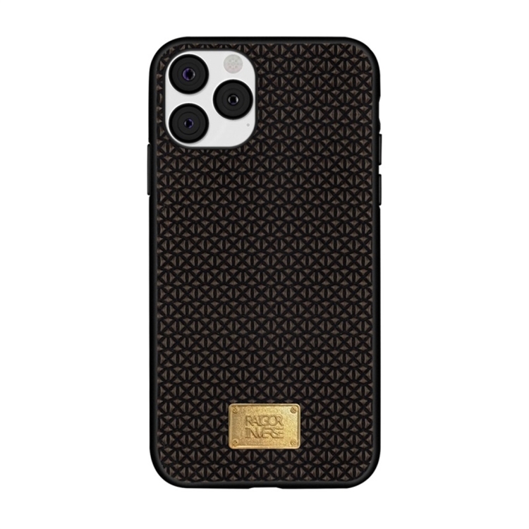 

For iPhone 11 (6.1 inch) RAIGOR INVERSE PARKER Geometric Texture Pattern Protective Case(Brown)