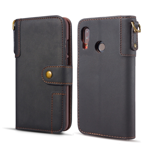

For Galaxy A20e Cowhide Texture Horizontal Flip Leather Case, with Holder & Card Slots & Wallet & Lanyard(Black)