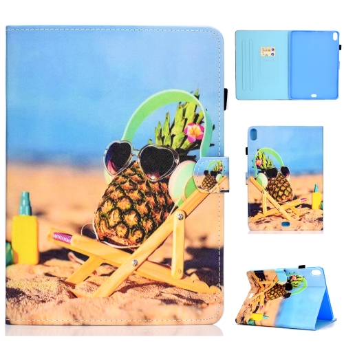 

For iPad Pro 11 inch Colored Drawing Stitching Horizontal Flip Leather Case, with Holder & Card Slots(Pineapple)