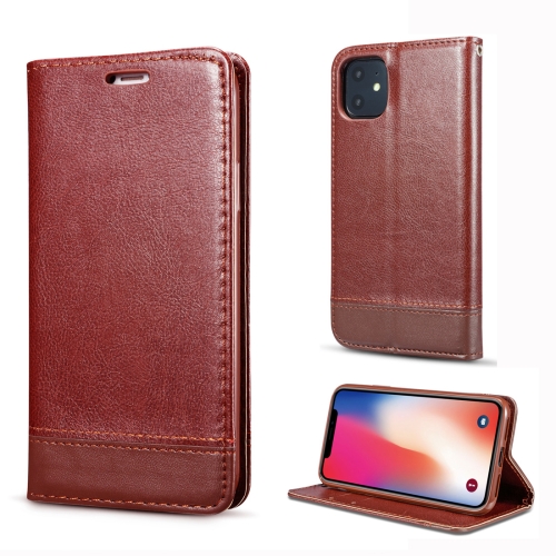 

For iPhone 11 Double-sided Absorption Splicing Horizontal Flip Leather Case, with Holder & Card Slots & Lanyard(Brown)