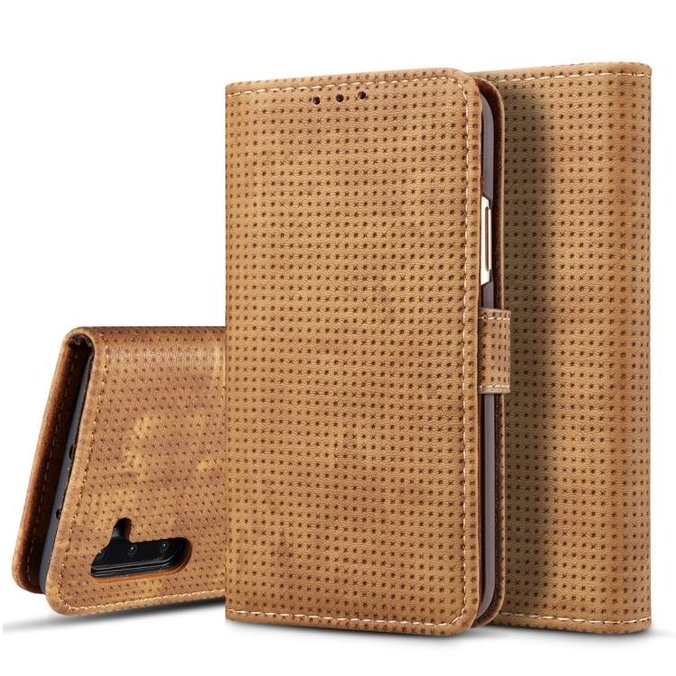 

For Galaxy Note10 Mesh Breathable Horizontal Flip Leather Case, with Card Slot & Holder & Wallet & Photo Frame(Brown)