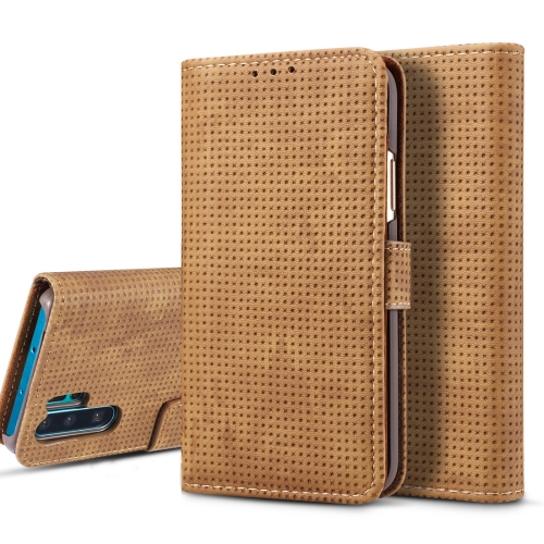 

For Galaxy Note10+ Mesh Breathable Horizontal Flip Leather Case, with Card Slot & Holder & Wallet & Photo Frame(Brown)