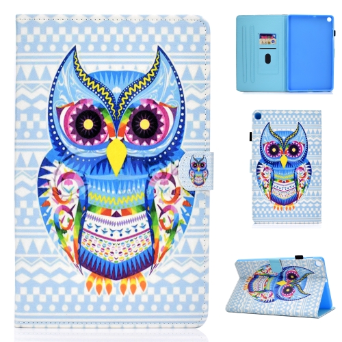 

For Galaxy Tab A 10.1 (2019) T510 Colored Drawing Stitching Horizontal Flip Leather Case, with Holder & Card Slots(Colored Owl)