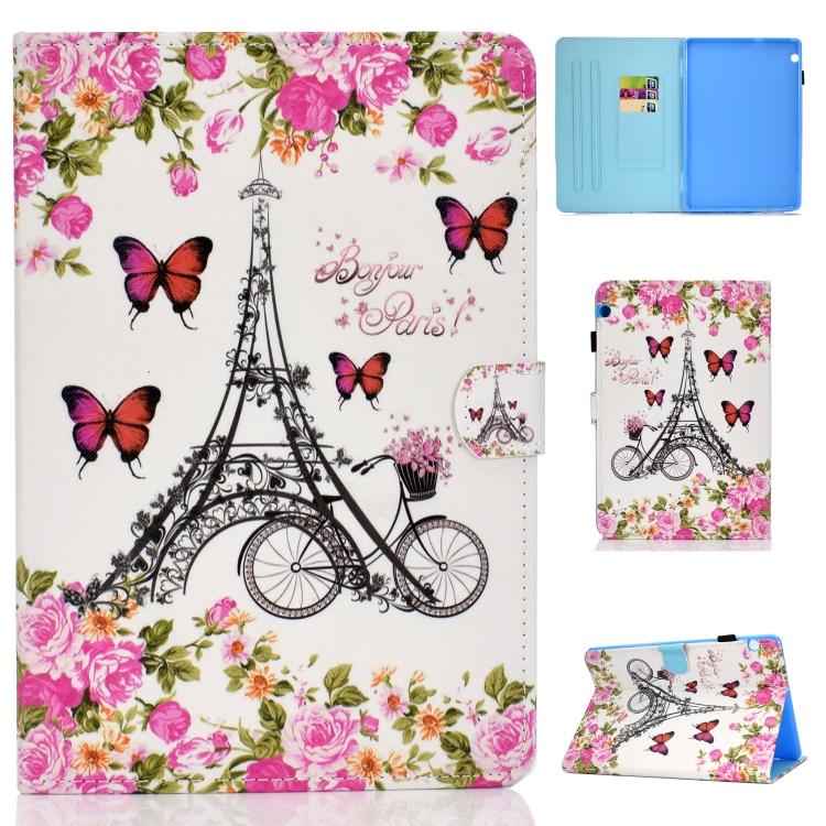 

For Huawei MediaPad T5 Colored Drawing Stitching Horizontal Flip Leather Case, with Holder & Card Slots(Flower Tower)