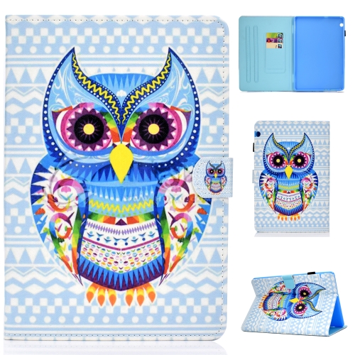 

For Huawei MediaPad T5 Colored Drawing Stitching Horizontal Flip Leather Case, with Holder & Card Slots(Colored Owl)