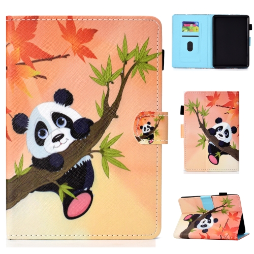 

For Amazon Kindle Paperwhite 4 Colored Drawing Stitching Horizontal Flip Leather Case, with Holder & Card Slots(Panda)