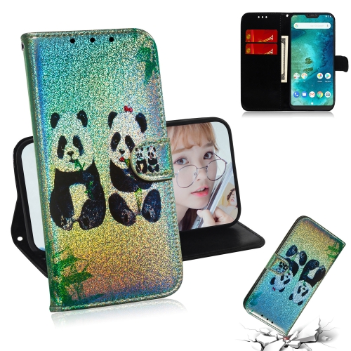 

For Xiaomi Redmi 6 Pro / Mi A2 Lite Colored Drawing Pattern Colorful Magnetic Buckle Horizontal Flip PU Leather Case with Holder & Card Slots & Wallet & Lanyard(Two Pandas)