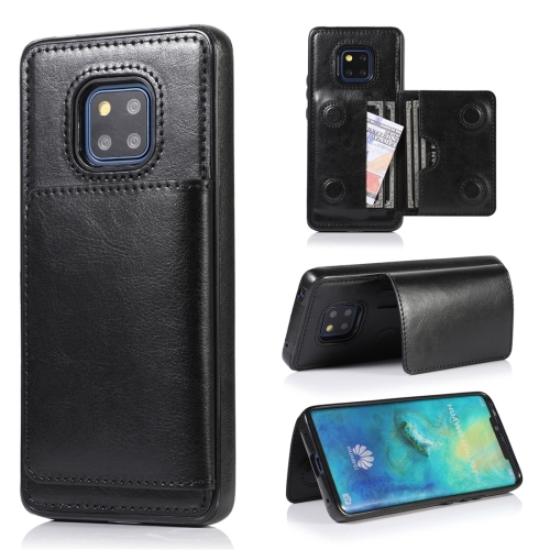 

For Huawei Mate 20 Pro Shockproof PU + TPU Protective Case with Card Slots & Holder(Black)
