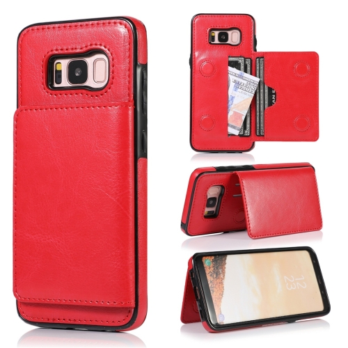 

For Galaxy S8+ Shockproof PU + TPU Protective Case with Card Slots & Holder(Red)