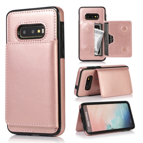 

For Galaxy S10e Shockproof PU + TPU Protective Case with Card Slots & Holder(Rose Gold)