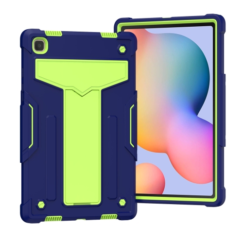 

For Samsung Galaxy Tab A7 10.4 (2020) T-shaped Bracket Contrast Color Shockproof PC + Silicone Protective Case(Navy+Green)