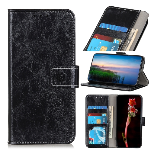 

For LG K52 / K62 / Q52 Retro Crazy Horse Texture Horizontal Flip Leather Case with Holder & Card Slots & Photo Frame & Wallet(Black)