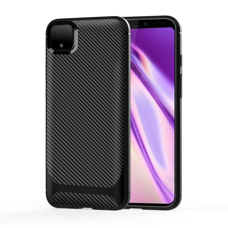 

For OPPO Realme C11 Carbon Fiber Texture Shockproof TPU Protective Case(Black)