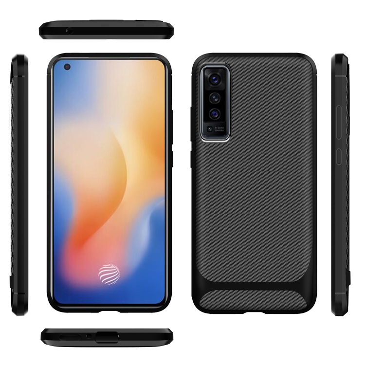 

For vivo X50 Carbon Fiber Texture Shockproof TPU Protective Case(Black)