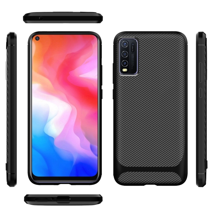 

For vivo Y50 Carbon Fiber Texture Shockproof TPU Protective Case(Black)