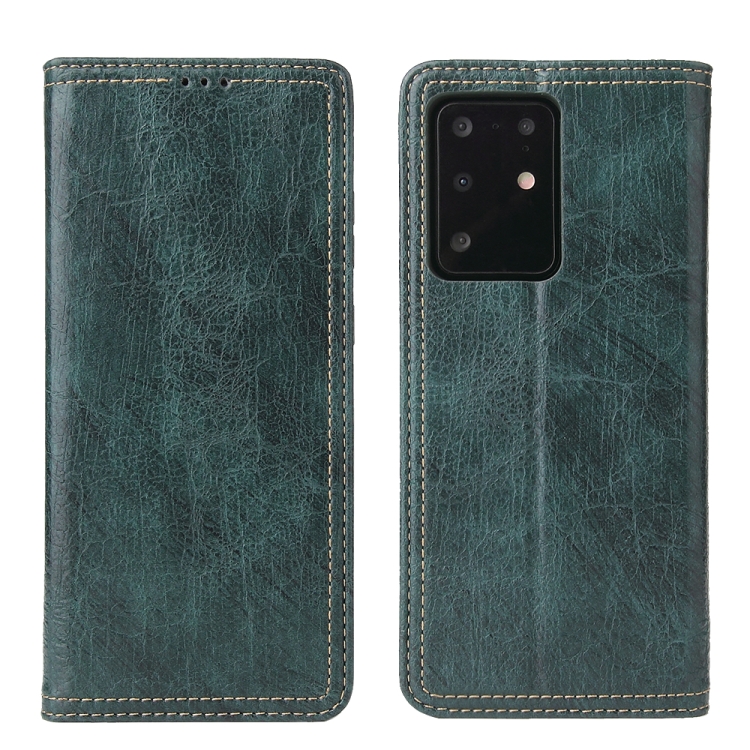

For Samsung Galaxy S20 Fierre Shann Retro Tree Bark Texture PU Magnetic Horizontal Flip Leather Case with Holder & Card Slots & Wallet(Green)