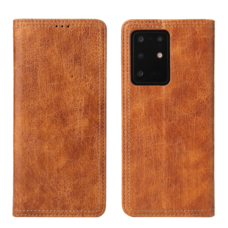 

For Samsung Galaxy S20 Ultra Fierre Shann Retro Tree Bark Texture PU Magnetic Horizontal Flip Leather Case with Holder & Card Slots & Wallet(Brown)