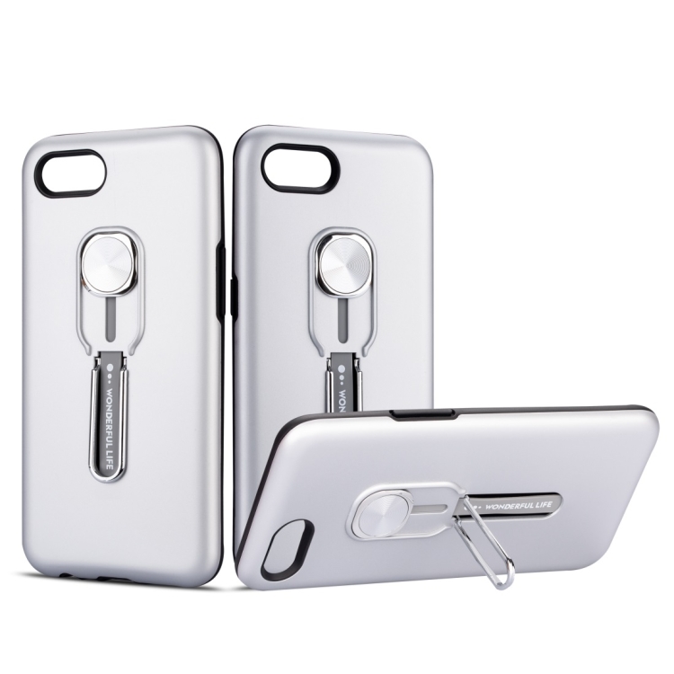 

For OPPO A3s Shockproof TPU + PC Protective Case with Holder(Silver)