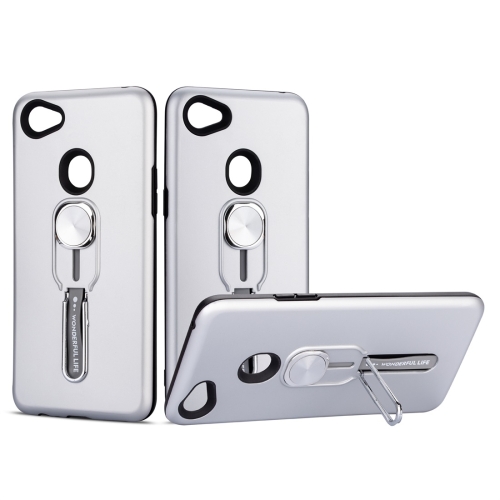 

For OPPO F7 Shockproof TPU + PC Protective Case with Holder(Silver)