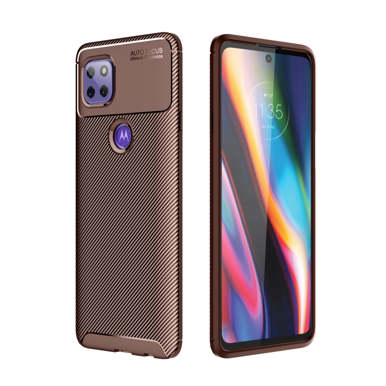 

For Motorola Moto G 5G Carbon Fiber Texture Shockproof TPU Case(Brown)