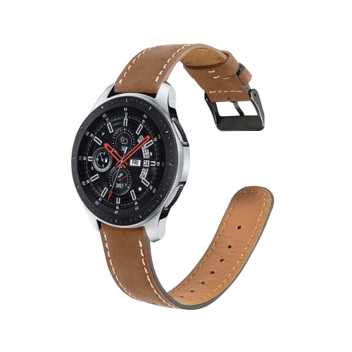 

For Samsung Galaxy Watch 3 45mm Round Tail Genuine Leather Replacement Strap Watchband(Brown)