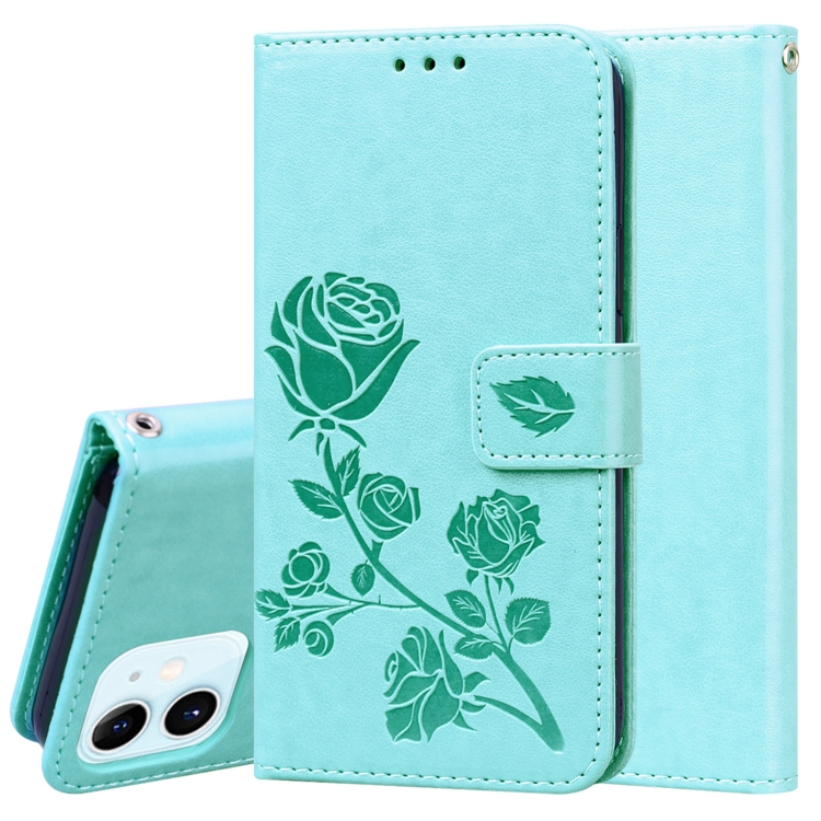 

Rose Embossed Horizontal Flip PU Leather Case with Holder & Card Slots & Wallet For iPhone 12(Green)