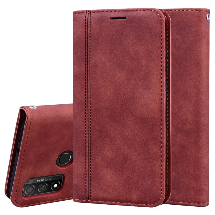 

For Huawei P Smart (2020) Frosted Business Magnetic Horizontal Flip PU Leather Case with Holder & Card Slot & Lanyard(Brown)
