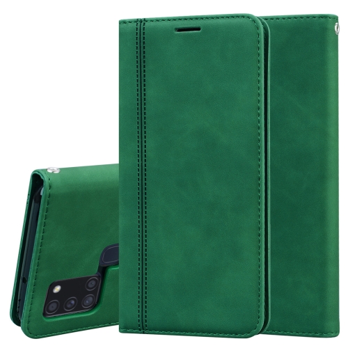 

For Samsung Galaxy A21s Frosted Business Magnetic Horizontal Flip PU Leather Case with Holder & Card Slot & Lanyard(Green)