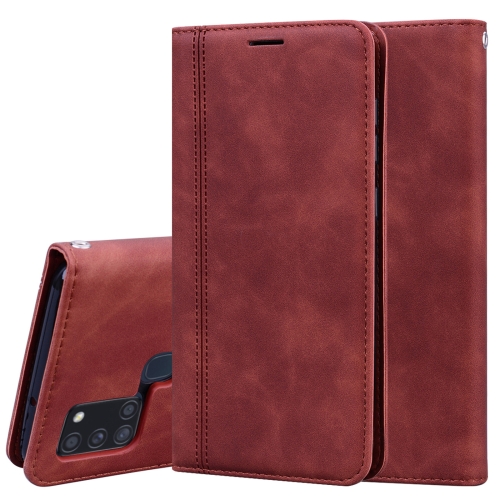 

For Samsung Galaxy A21s Frosted Business Magnetic Horizontal Flip PU Leather Case with Holder & Card Slot & Lanyard(Brown)