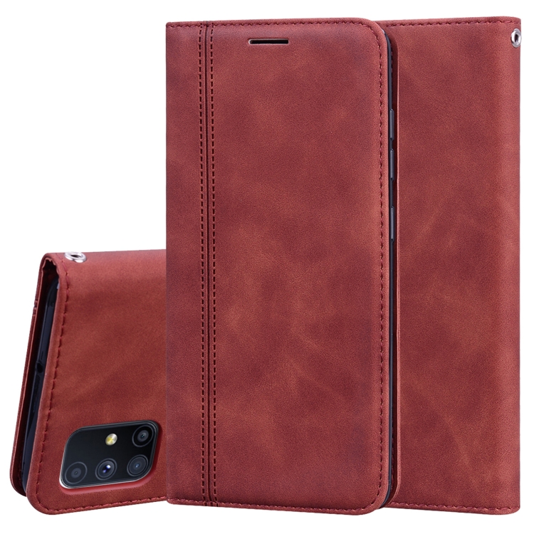 

For Samsung Galaxy M51 Frosted Business Magnetic Horizontal Flip PU Leather Case with Holder & Card Slot & Lanyard(Brown)
