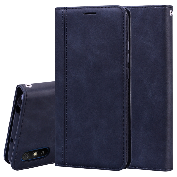 

For Xiaomi Redmi 9A Frosted Business Magnetic Horizontal Flip PU Leather Case with Holder & Card Slot & Lanyard(Black)