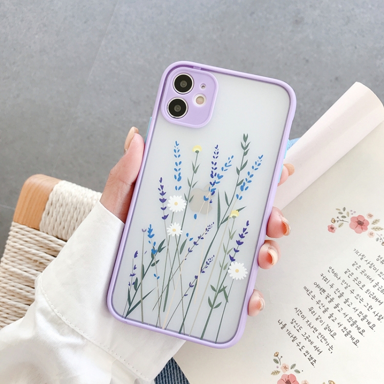 

Precision Hole Skin Feel Flowers Plants Series Protective Case For iPhone 12(Purple)
